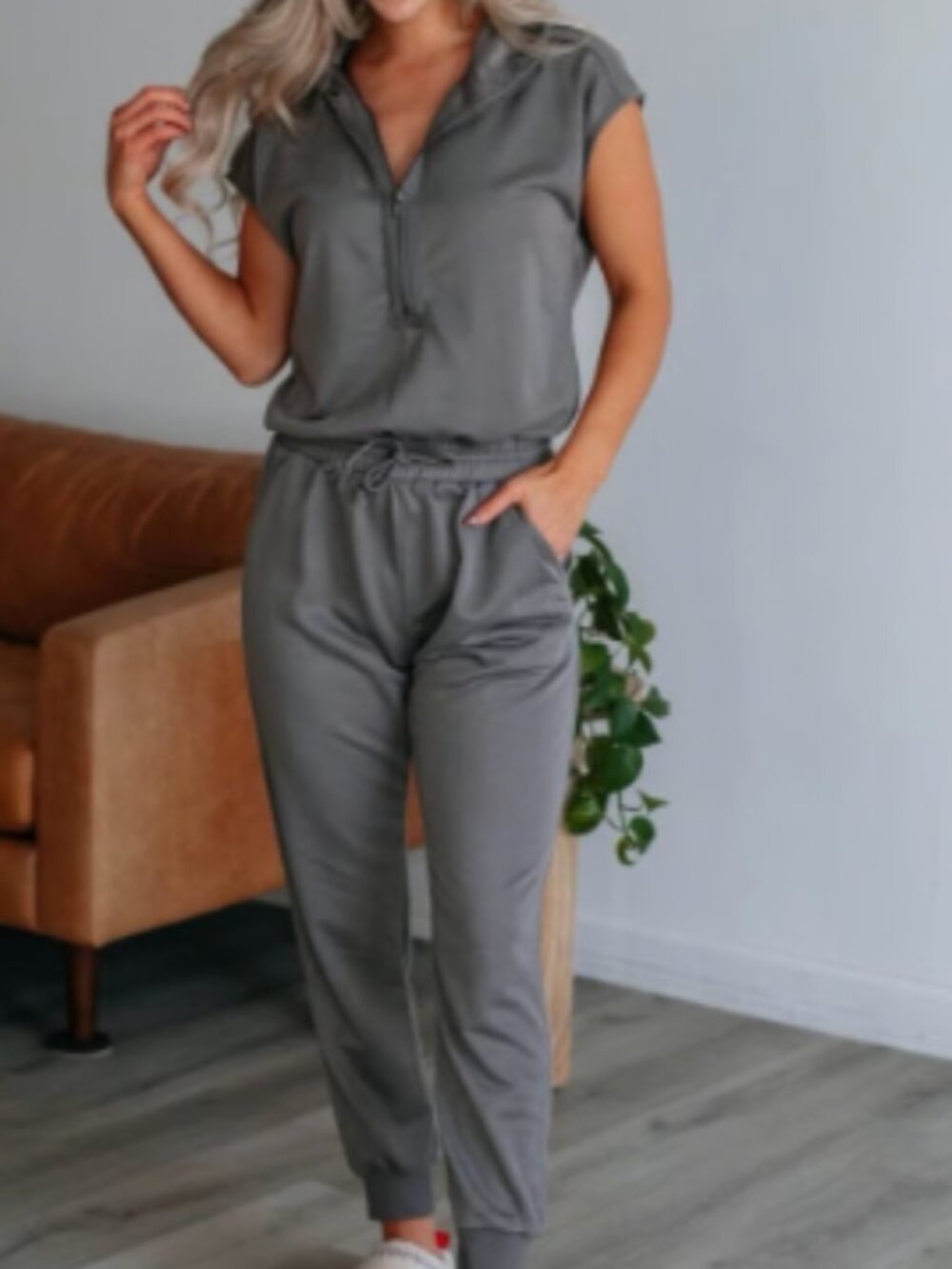 Wishlist French Terry Hooded Jumpsuit Sz S